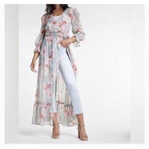 Express Sheer Floral Wrap Dress Cover Up Women's M/L Whimsical Fairy